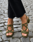 Square-Toed Sandals with Round Cut