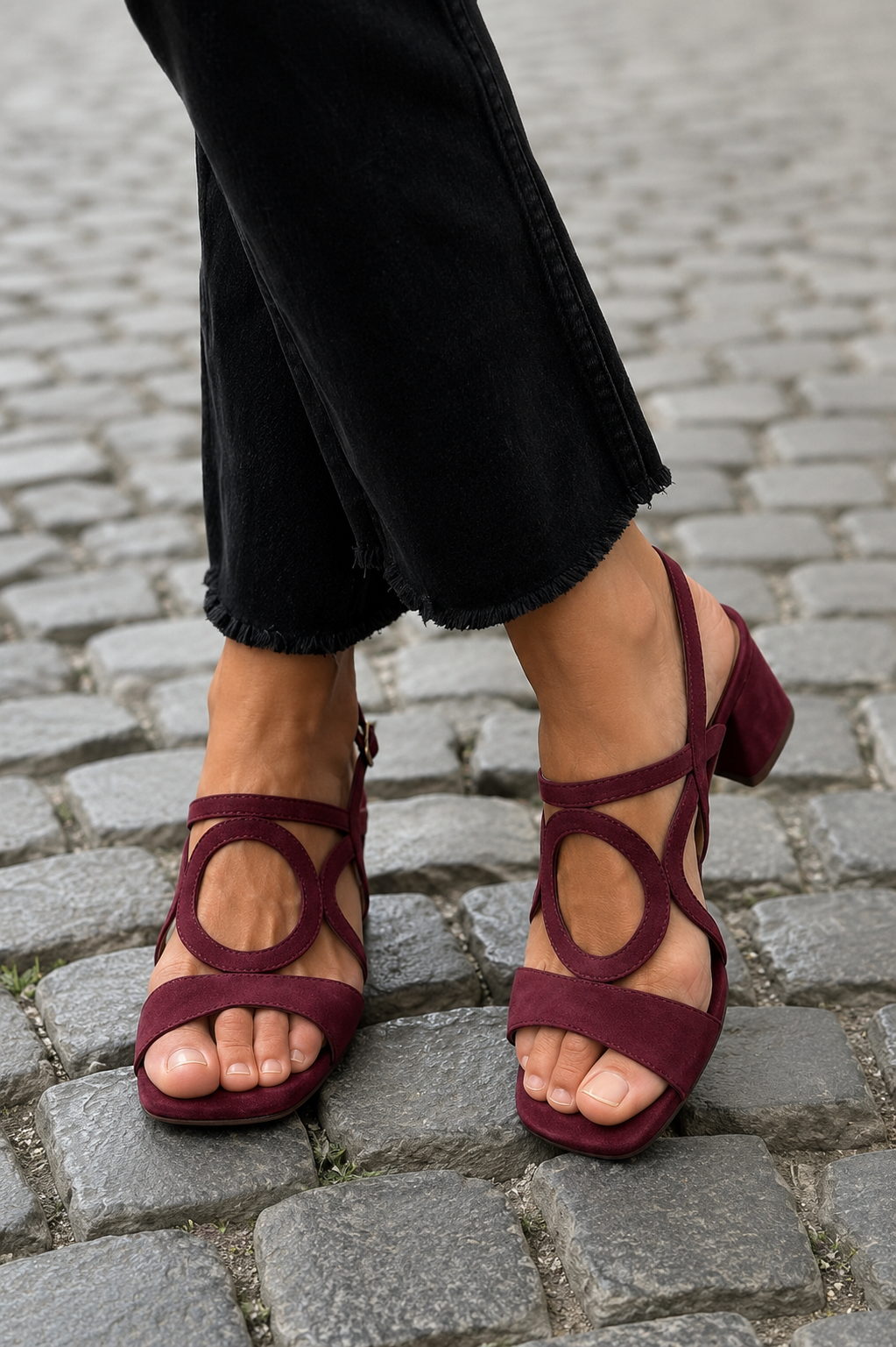 Square-Toed Sandals with Round Cut