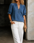 Ashley | Vintage V-Neck Denim Essential