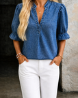Ashley | Vintage V-Neck Denim Essential