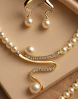 Elegant Wave Pearl Jewelry Set