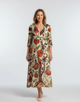 Corisande | V Neck Long Sleeve Floral Midi Dress