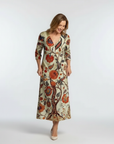 Corisande | V Neck Long Sleeve Floral Midi Dress