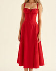 Samantha | Women’s Corset Midi Dress Flowing Skirt