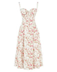 Samantha | Women’s Corset Midi Dress Flowing Skirt