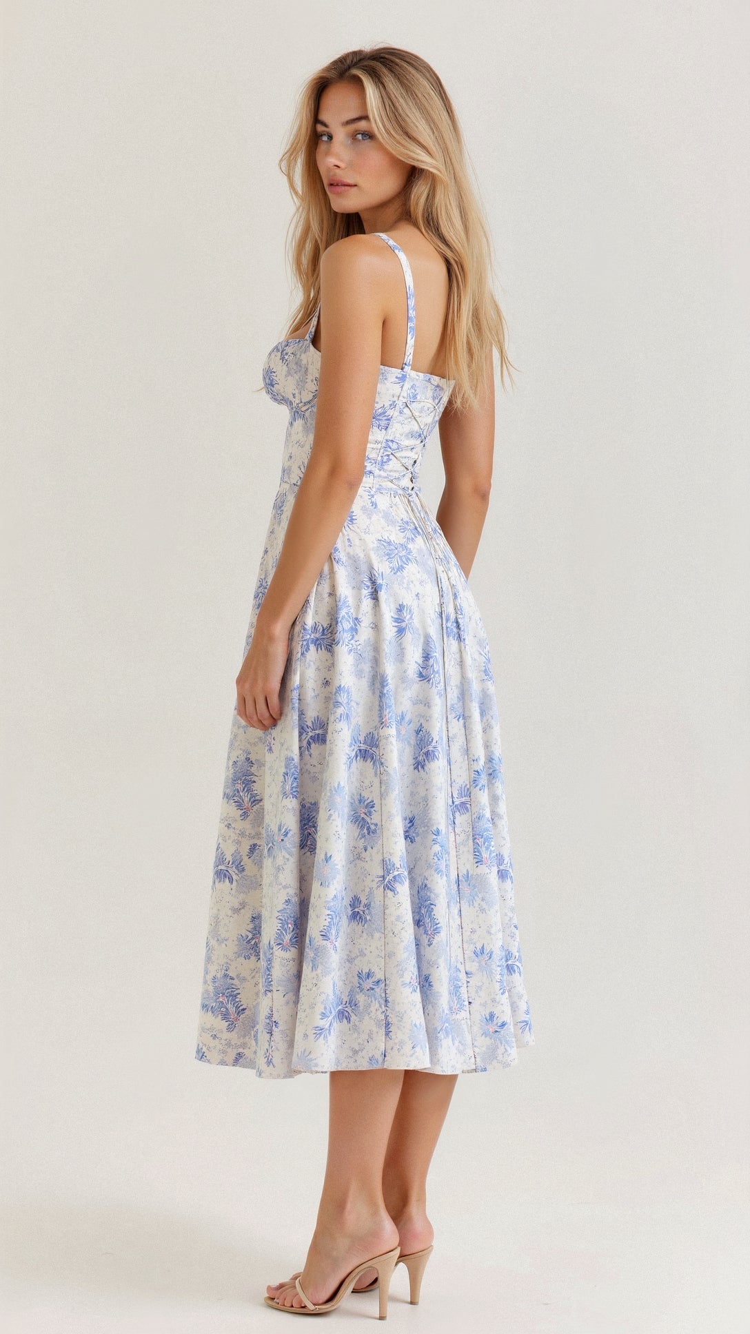 Samantha | Women’s Corset Midi Dress Flowing Skirt