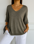 Clara | Women V Neck Short Sleeve Sweater