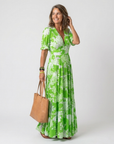 Ione | Short Sleeve V Neck Floral Midi Dress
