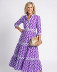 Ysolde | Three Quarter Sleeve Chain Pattern Midi Dress