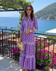Ysolde | Three Quarter Sleeve Chain Pattern Midi Dress
