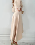 Lily | Women’s V Neck Sheath Midi Dress Slit