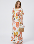 Elowen | Round Neck Short Sleeve Tiered Maxi Dress