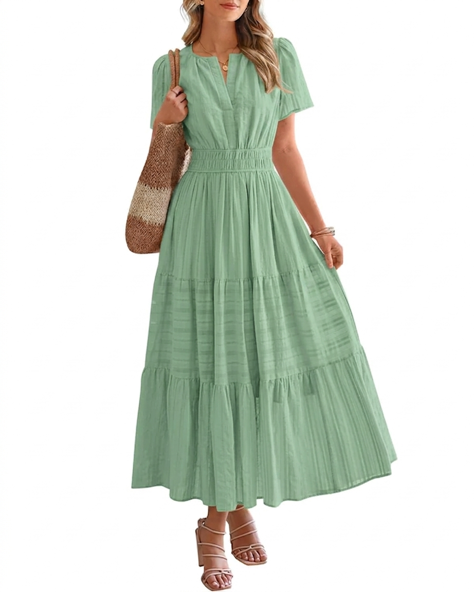Camille | Boho A-Line Maxi Dress with V-Neck &amp; Flowing Fit
