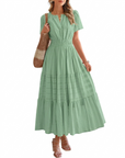 Camille | Boho A-Line Maxi Dress with V-Neck & Flowing Fit