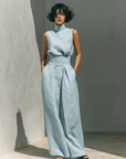 Marieta | Minimalist Set of Sleeveless Blouse and Wide Pants
