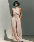 Marieta | Minimalist Set of Sleeveless Blouse and Wide Pants