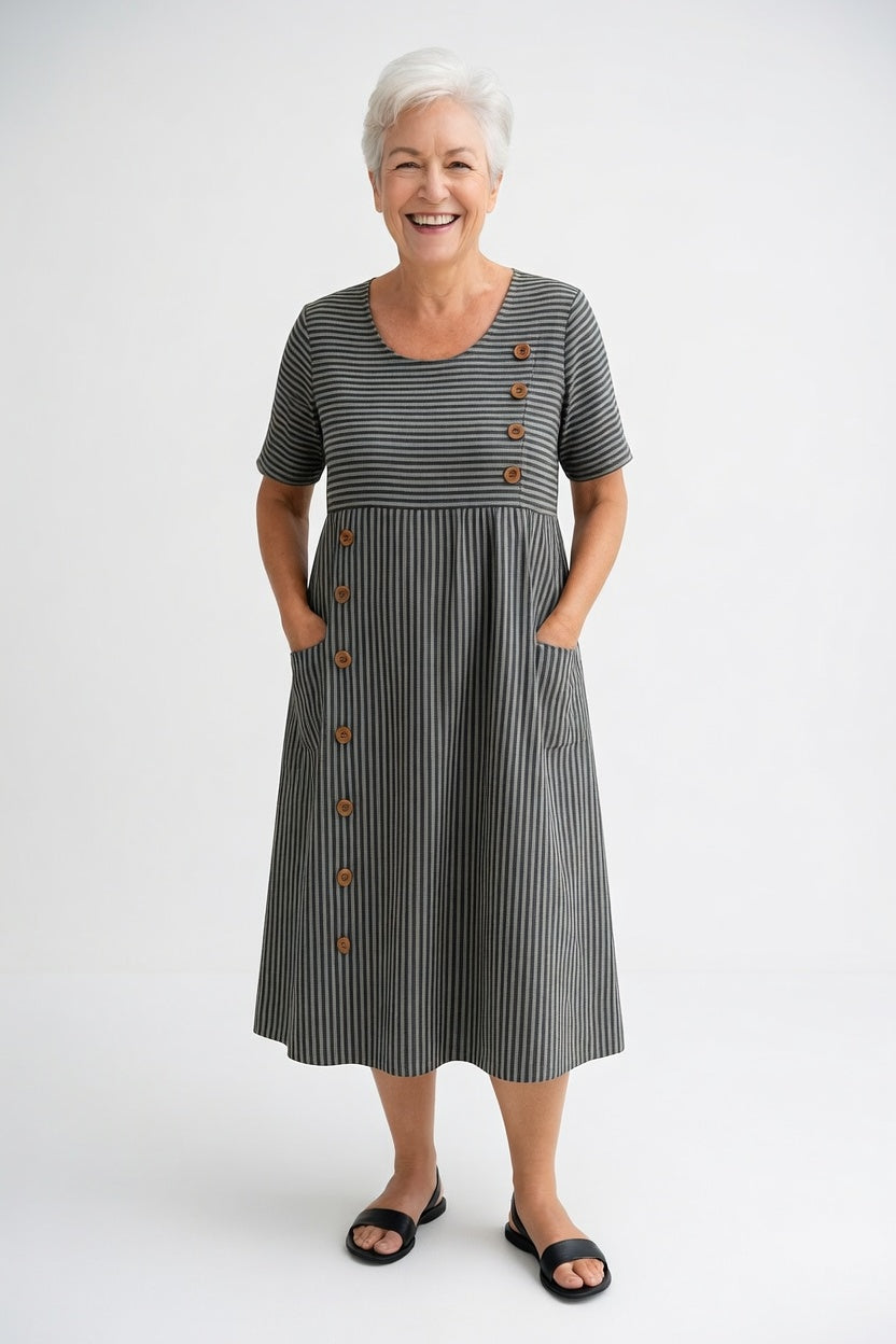Linéora™ — Flowing striped dress with summer charm