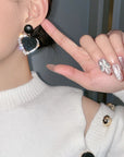 Heart-Shaped Black Gold Earrings