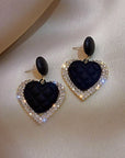 Heart-Shaped Black Gold Earrings