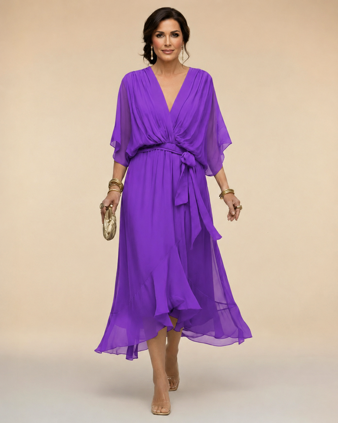 Margaret | Chiffon Dress with V-Neck