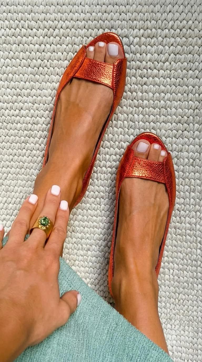 Metallic Textured Ballet Flats