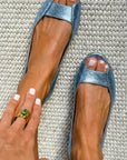 Metallic Textured Ballet Flats