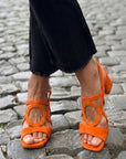 Square-Toed Sandals with Round Cut