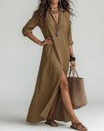 Violaine™ — Long boho shirt dress with natural elegance