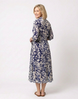 Oriana | Collared Long Sleeve Waist Tie Midi Dress