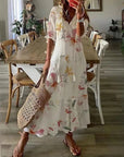 Élodie™ — Elegant velvet maxi dress with floral print