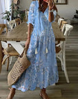 Élodie™ — Elegant velvet maxi dress with floral print