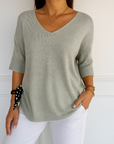 Clara | Women V Neck Short Sleeve Sweater