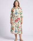 Maribel | Button Front Half Sleeve Floral Midi Dress