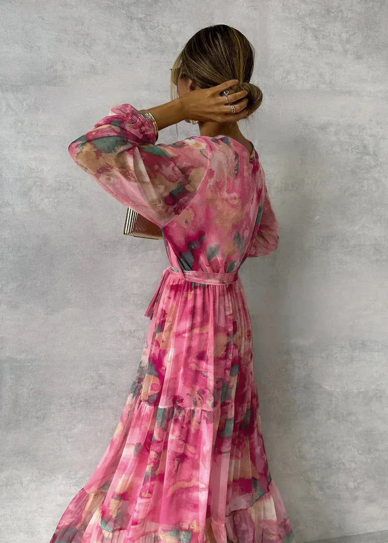 ZOEY | Vibrant floral wrap dress with flattering layered silhouette