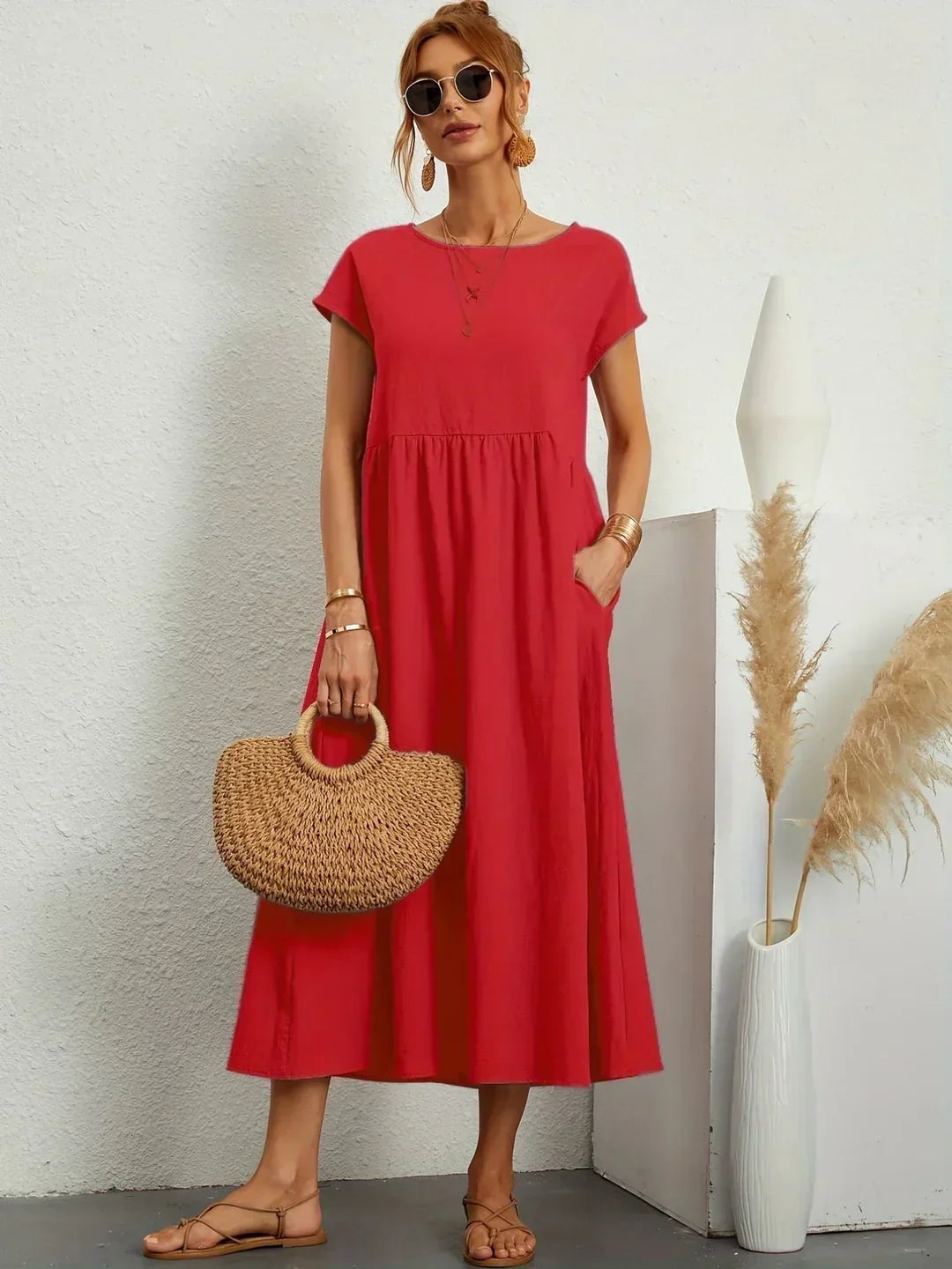 Gabrielle™ — Midi dress with timeless elegant fabric