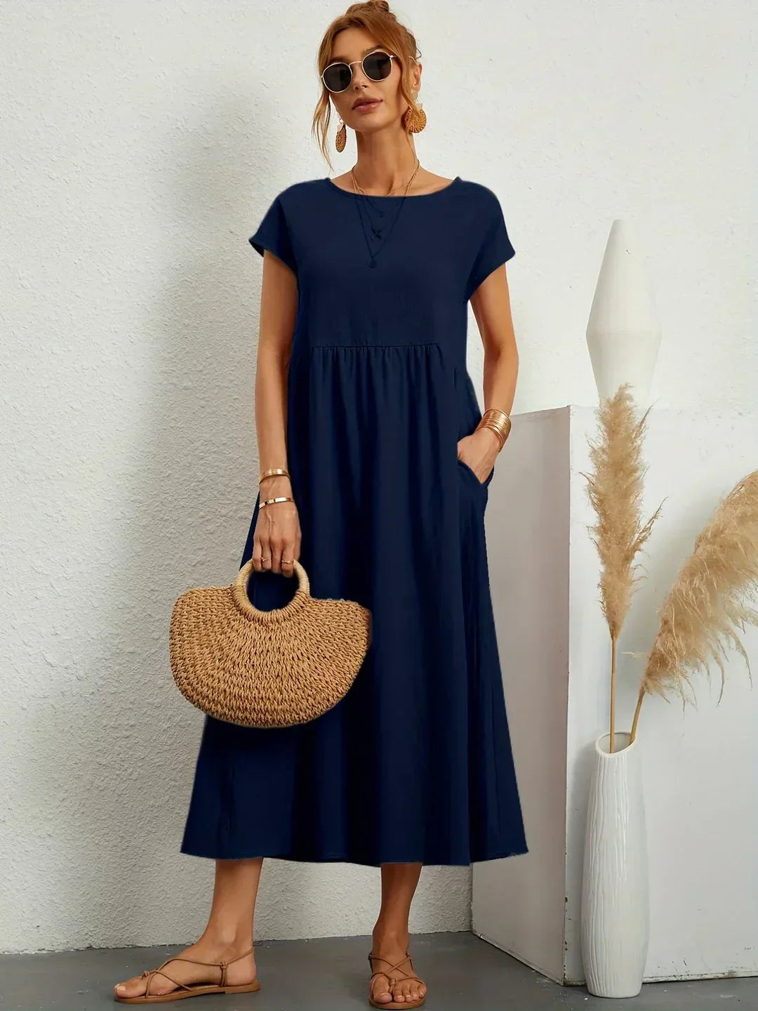 Gabrielle™ — Midi dress with timeless elegant fabric