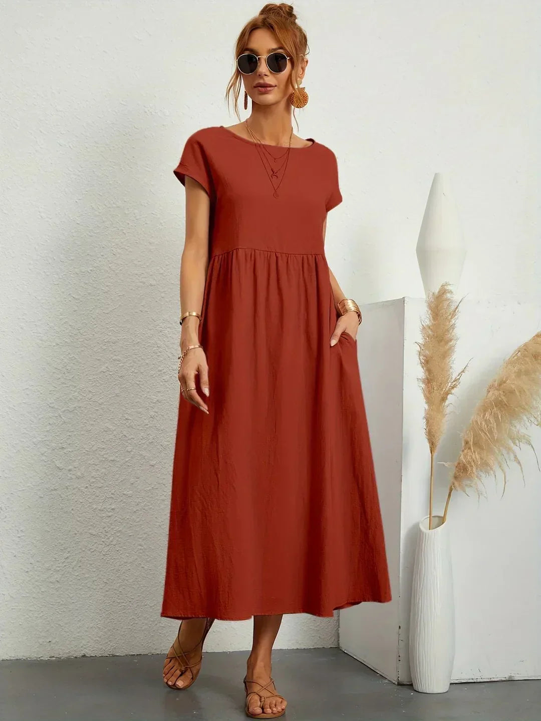 Gabrielle™ — Midi dress with timeless elegant fabric