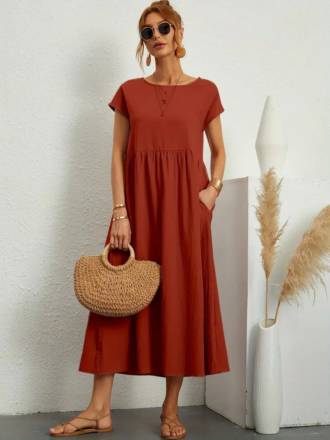 Gabrielle™ — Midi dress with timeless elegant fabric