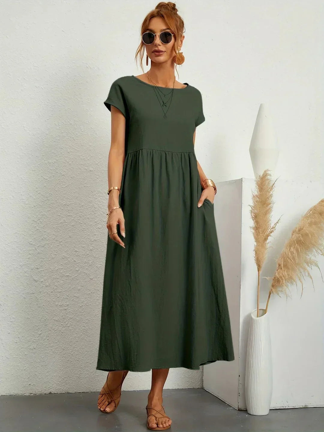 Gabrielle™ — Midi dress with timeless elegant fabric
