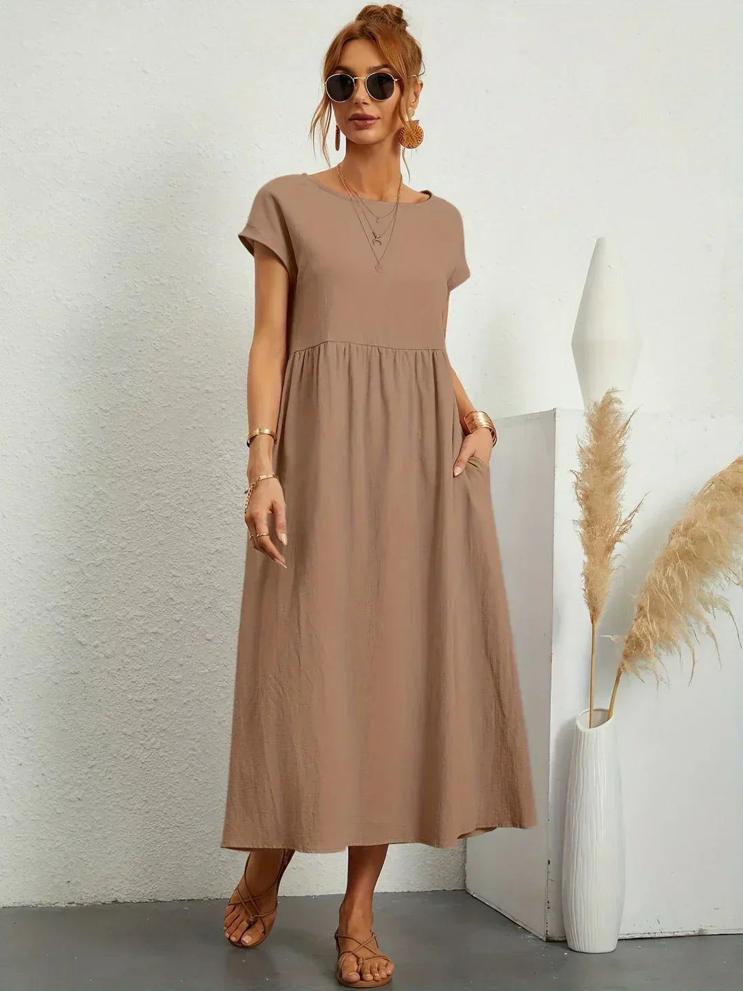 Gabrielle™ — Midi dress with timeless elegant fabric