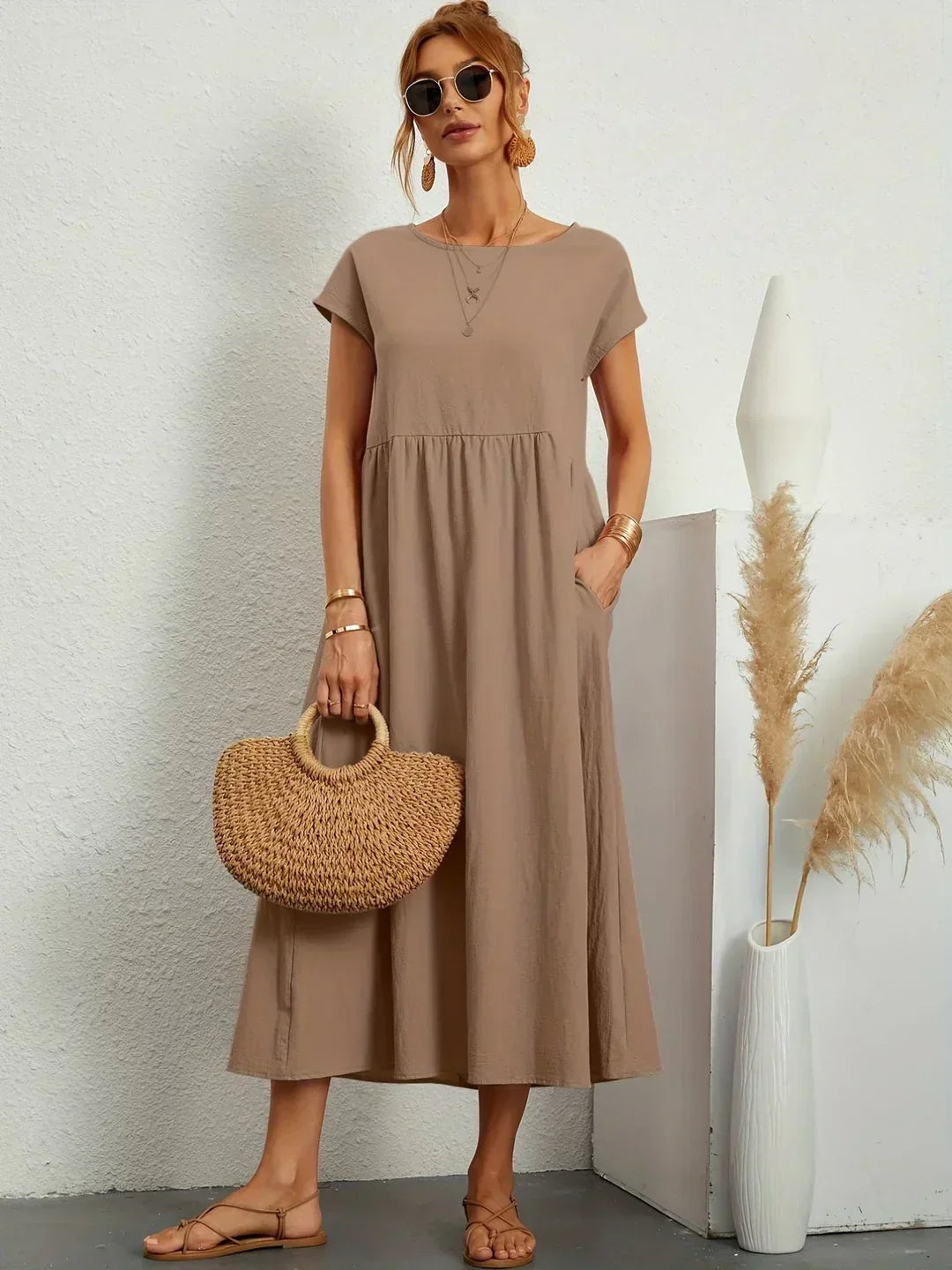 Gabrielle™ — Midi dress with timeless elegant fabric
