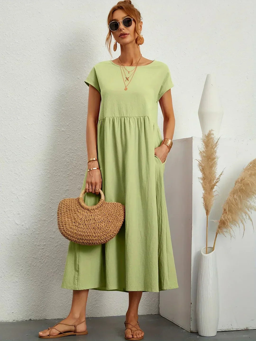 Gabrielle™ — Midi dress with timeless elegant fabric