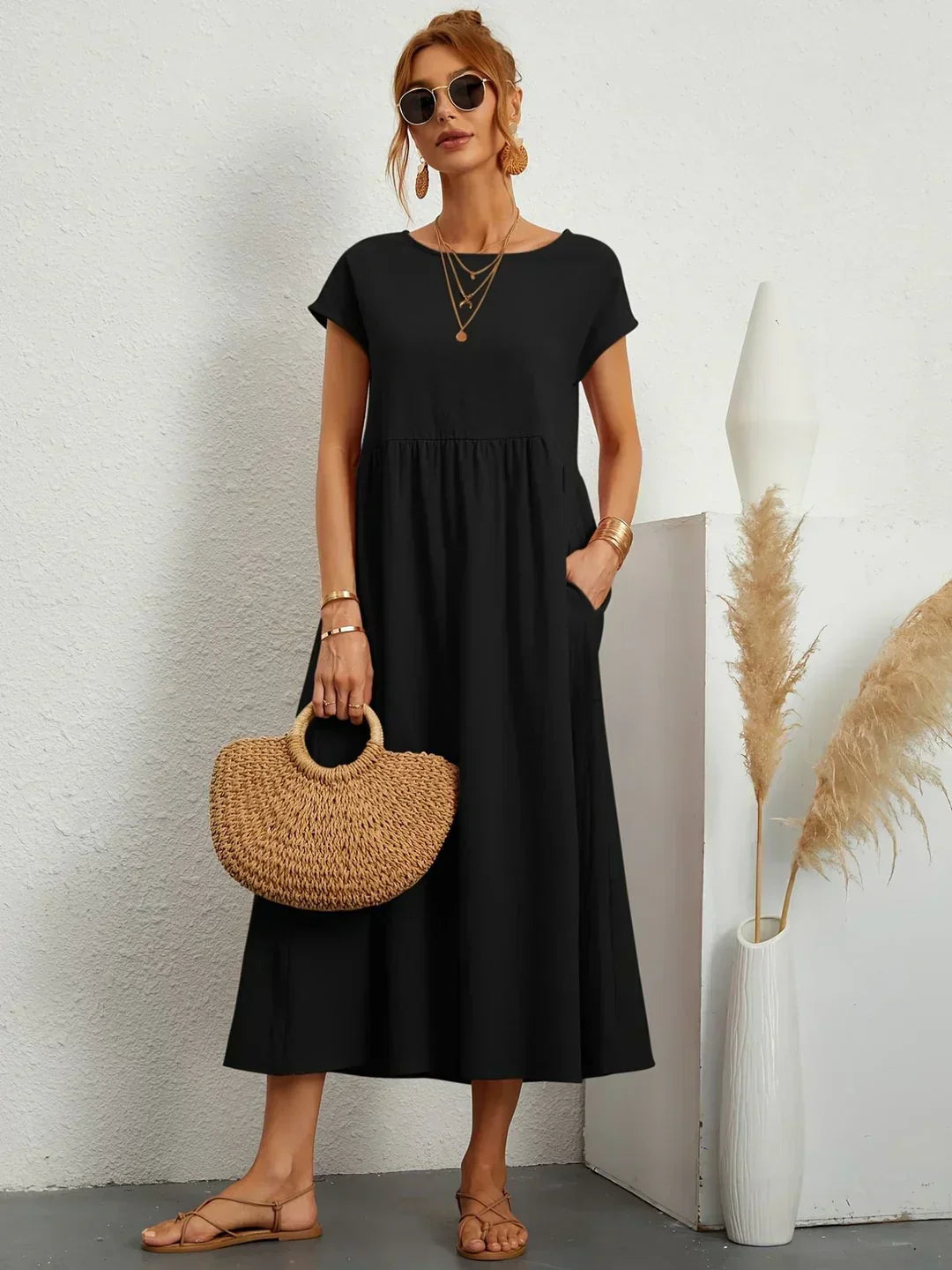 Gabrielle™ — Midi dress with timeless elegant fabric
