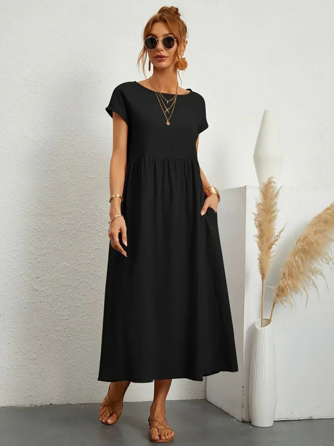Gabrielle™ — Midi dress with timeless elegant fabric