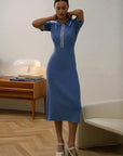Sarah | Women’s Midi Dress With Polo Collar