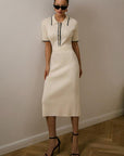 Sarah | Women’s Midi Dress With Polo Collar