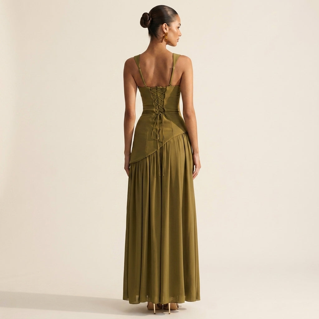 Reese | Lace-Up Back Maxi Corset Dress