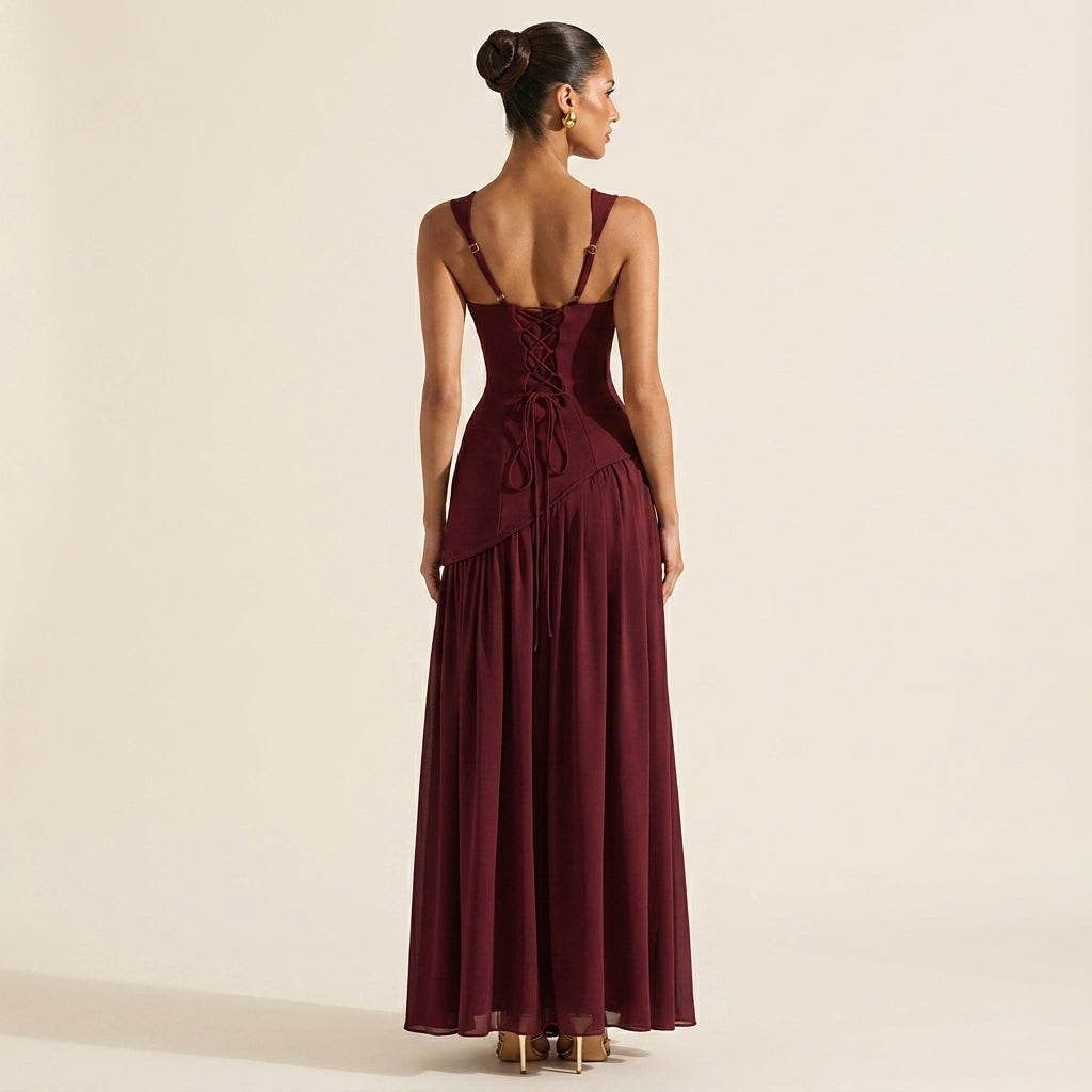 Reese | Lace-Up Back Maxi Corset Dress