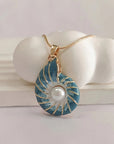 Seashell Pearl Pendant Necklace