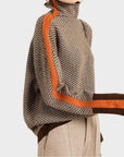 Bella | Women Luxe Herringbone Turtleneck Sweater